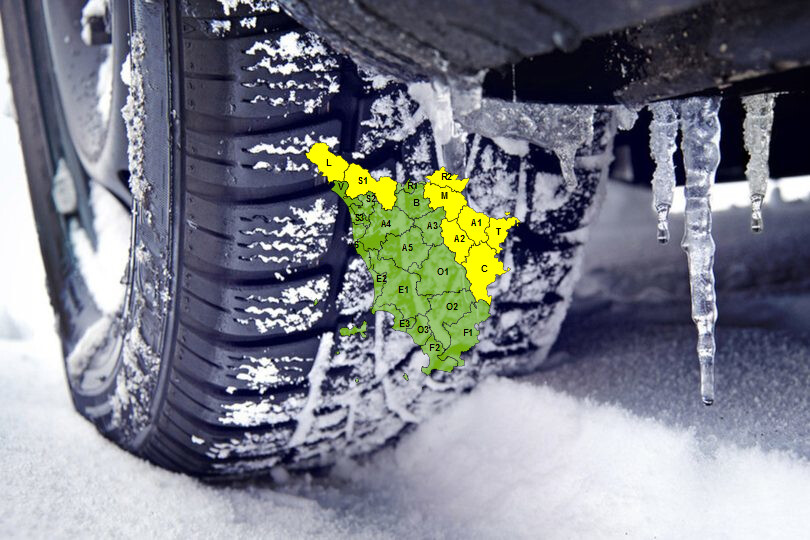 Allerta codice giallo per ghiaccio in parte della Toscana