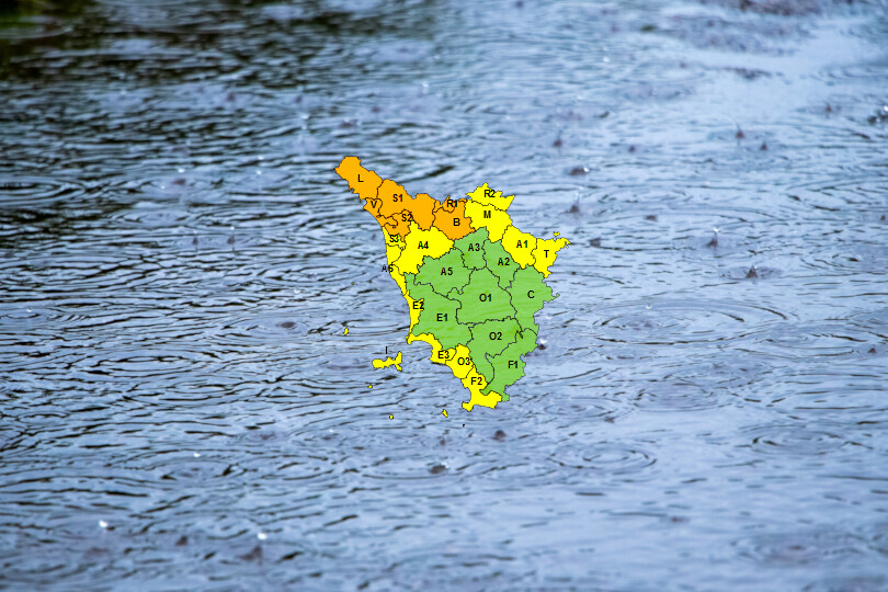 Allerta meteo di codice arancione e giallo per pioggia in Toscana