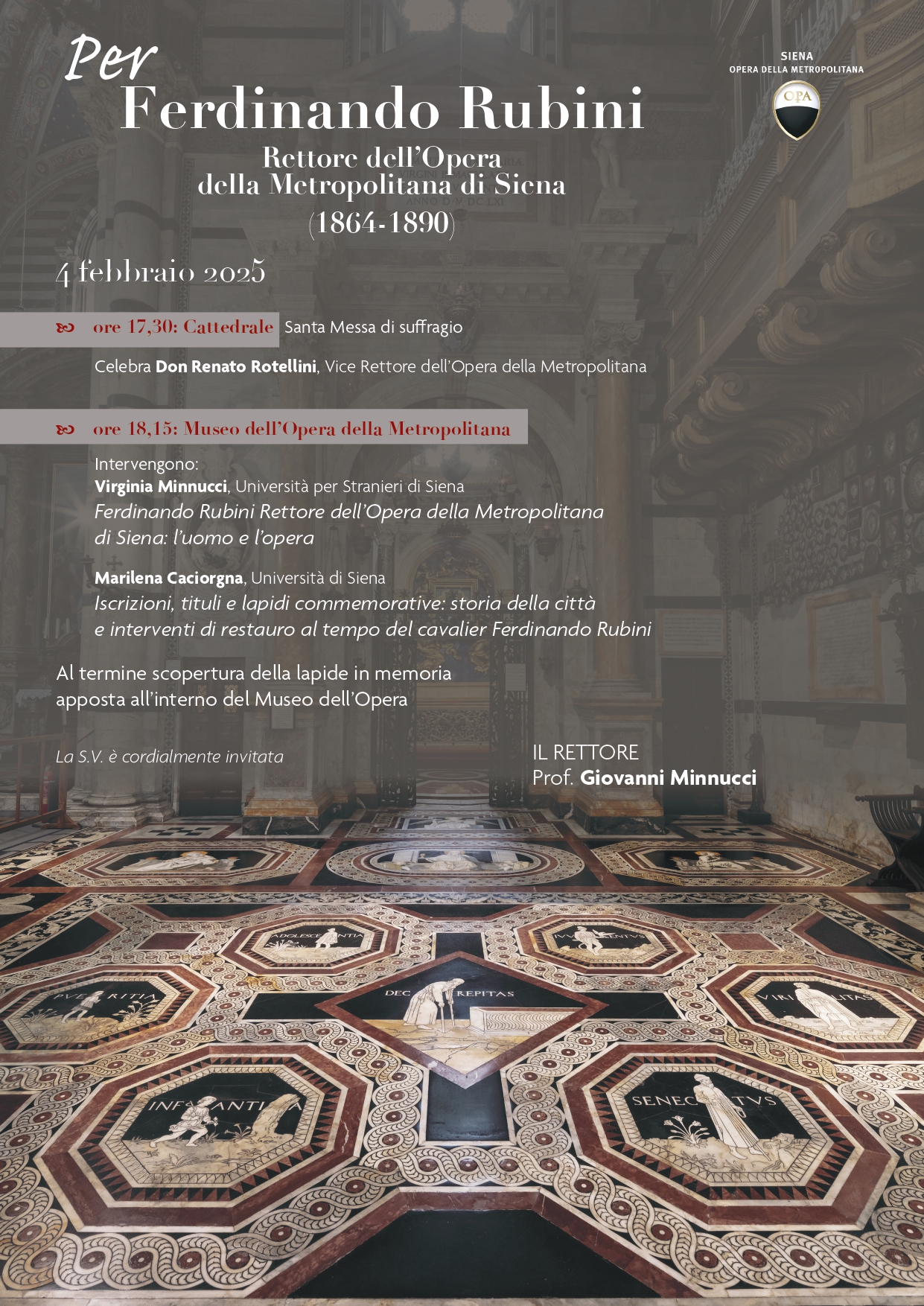 Una giornata dedicata a Ferdinando Rubini. Il 4 febbraio l’Opera della Metropolitana ricorda il rettore che fece nascere il Museo dell’Opera