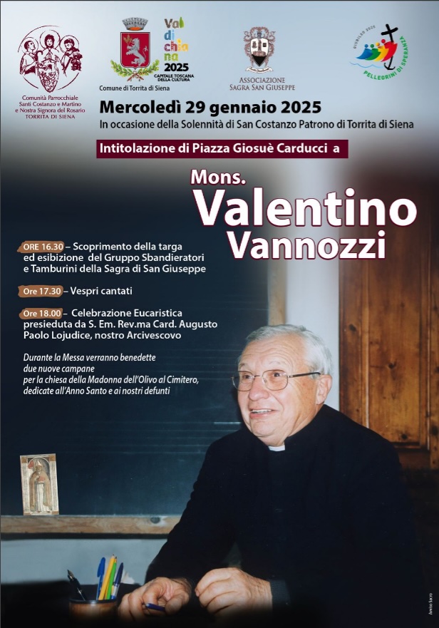 Torrita di Siena, una piazza intitolata a Monsignor Valentino Vannotti