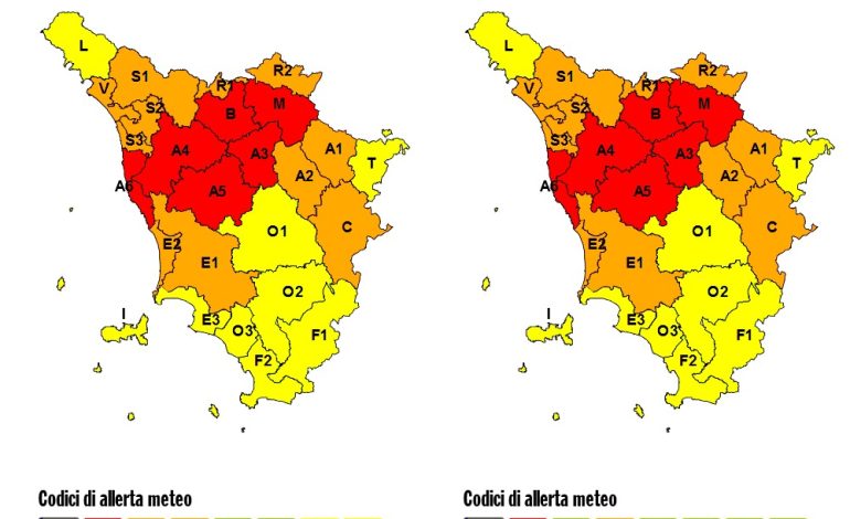 Maltempo, allerta rossa a Firenze, Prato, Pistoia e Pisa. Siena per ora interessata marginalmente