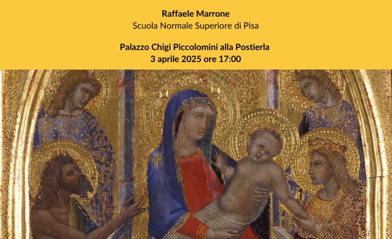 Palazzo Chigi Piccolomini alla Postierla, nuova conferenza con Raffaele Marrone dedicata ai primi passi di Lippo di Vanni