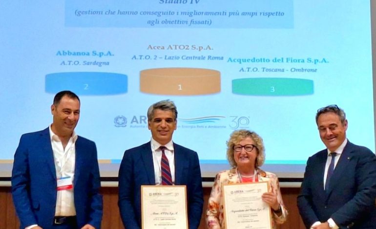 Acquedotto del Fiora premiata da Arera per la Qualità Tecnica