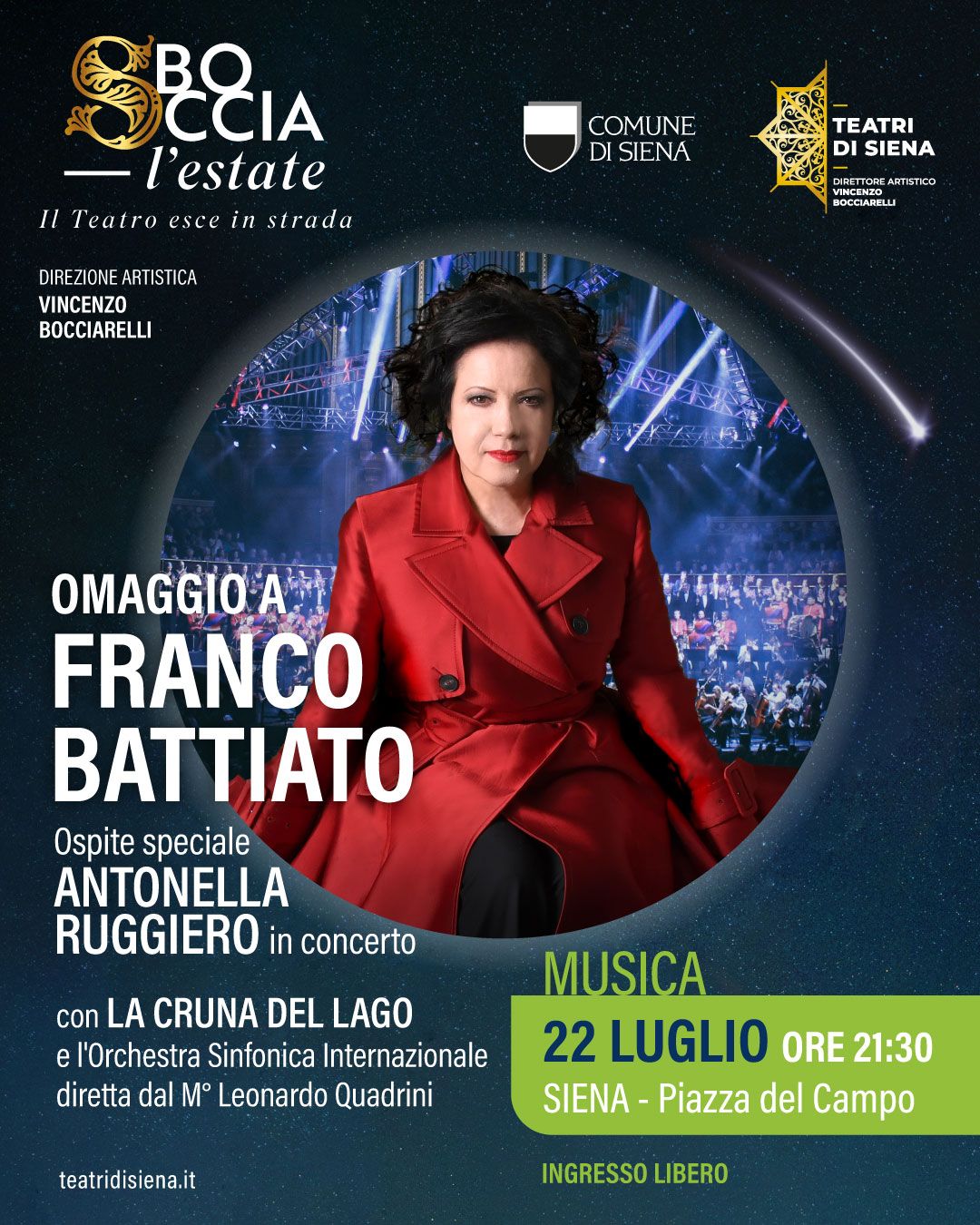 “Sboccia l’Estate”, Antonella Ruggiero ospite speciale per l’Omaggio a Franco Battiato