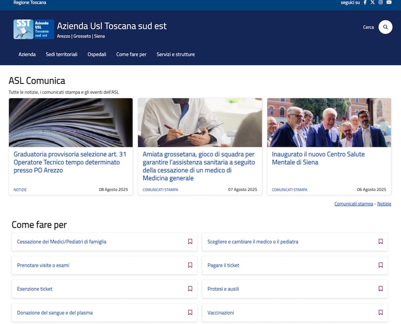 Nuovo sito web per l’Asl Sud Est: migliora l’accessibilità alle informazioni per gli utenti