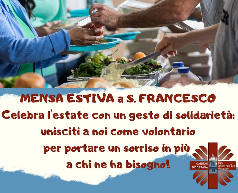 Caritas, la mensa prosegue in estate nei locali di San Francesco. Appello ai volontari