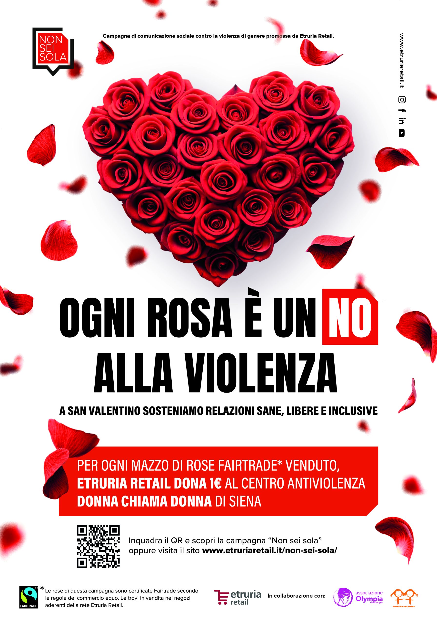 “Non sei sola”: nei negozi Carrefour della rete di Etruria Retail San Valentino parla di diritti e solidarietà