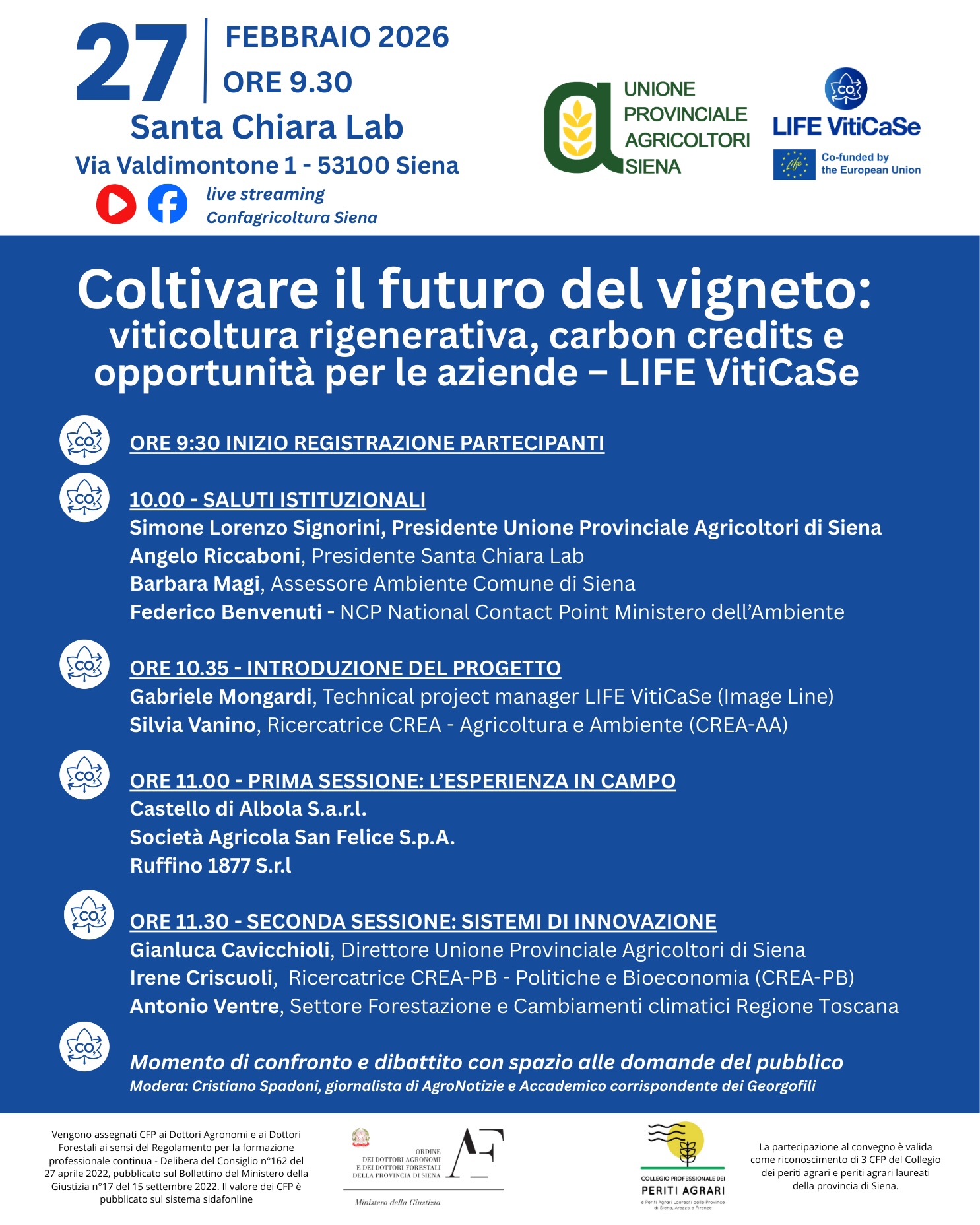 “LIFE VitiCaSe”, il 27 febbraio a Siena focus su viticoltura rigenerativa, carbon farming e crediti di carbonio