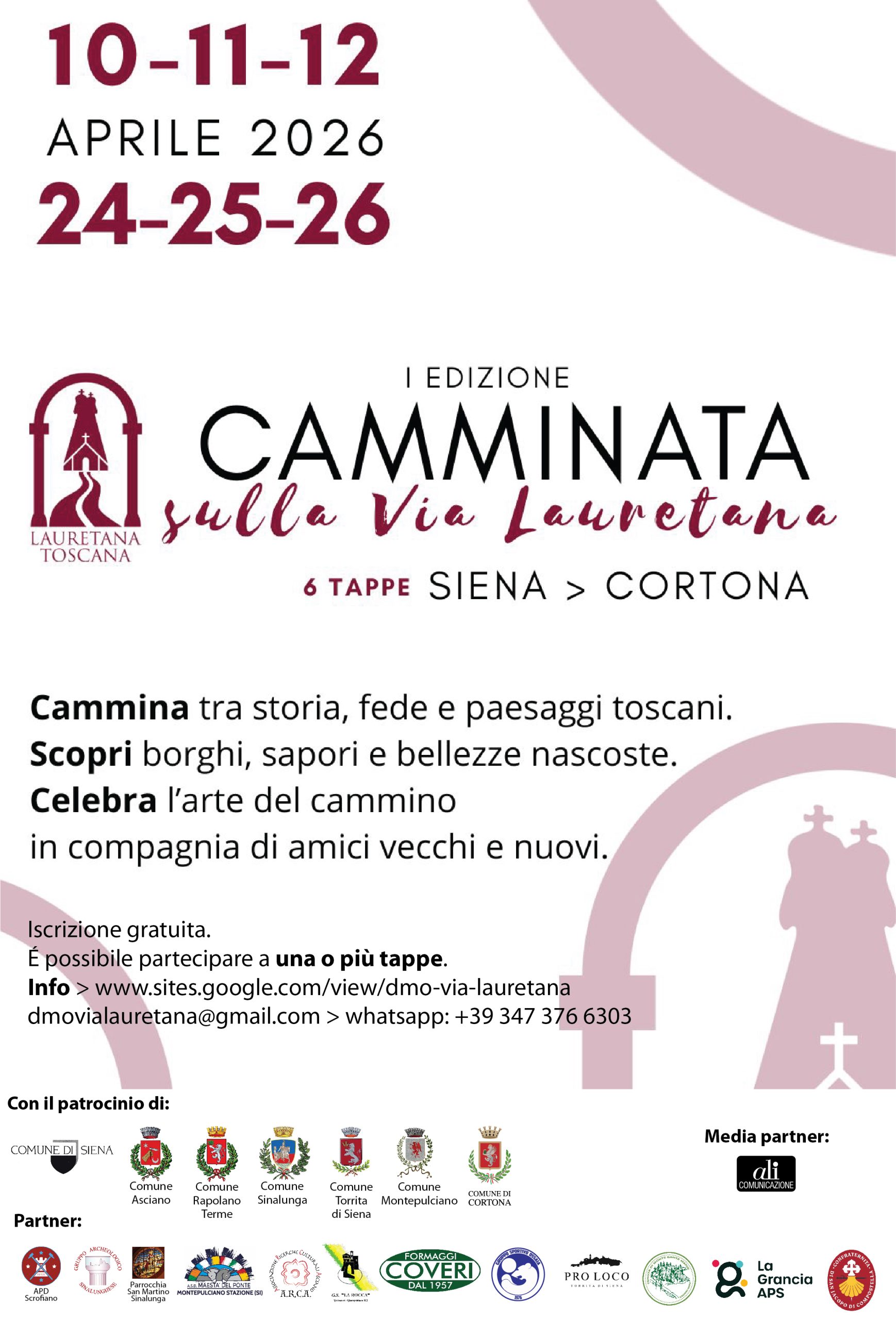 1° camminata sulla Via Lauretana, 10-12 e 24-26 aprile