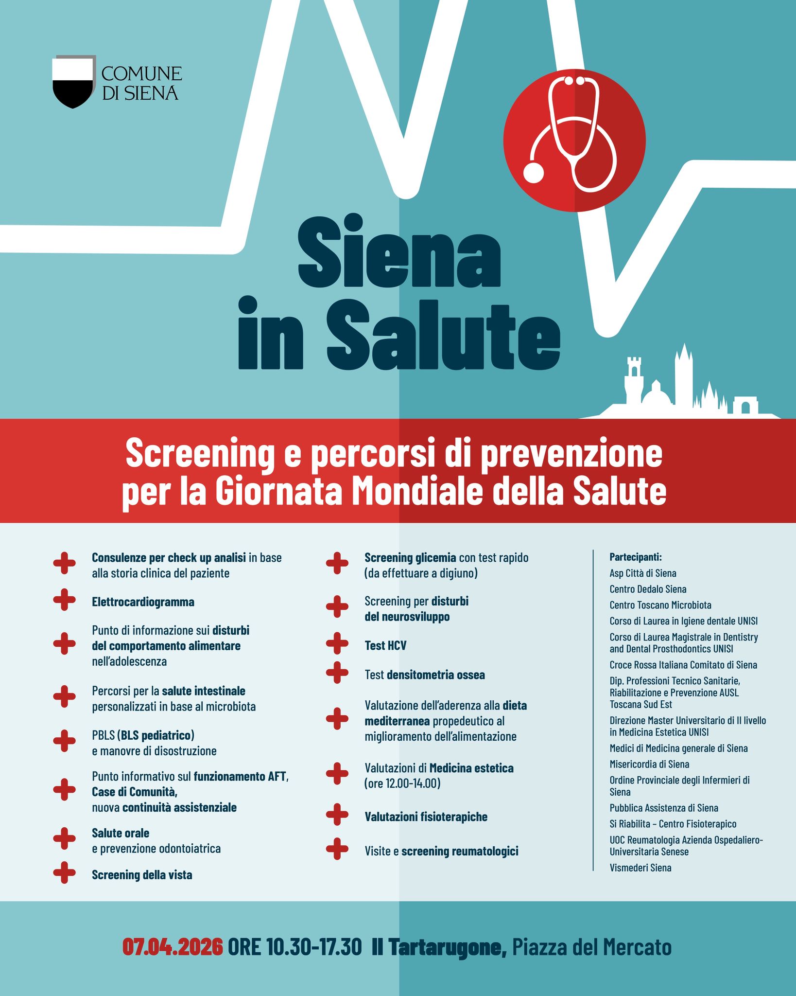 “Siena in Salute”, screening gratuiti per la Giornata Mondiale della Salute 2026