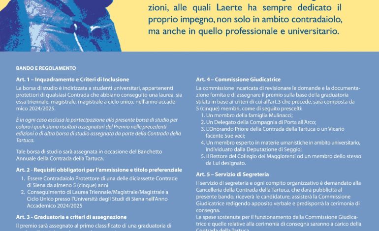 Borsa di studio in ricordo di Laerte Mulinacci