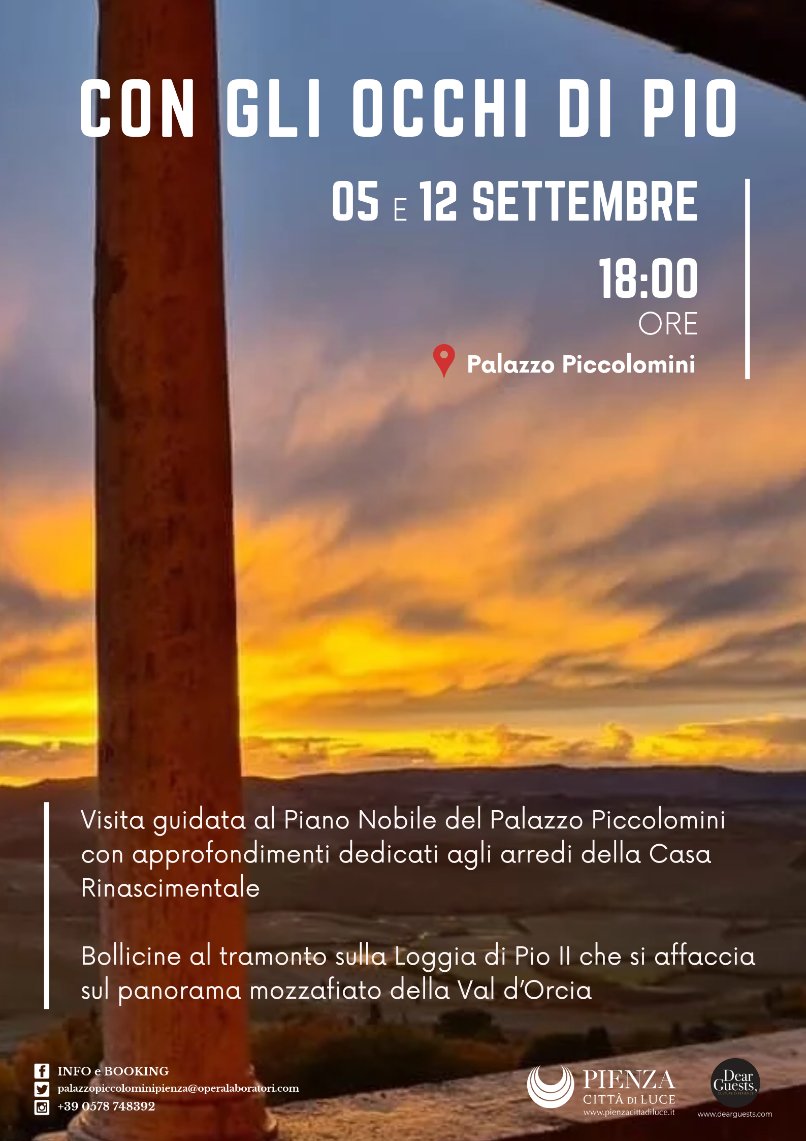 Pienza città di luce: due appuntamenti a Palazzo Piccolomini tra Rinascimento e tramonto