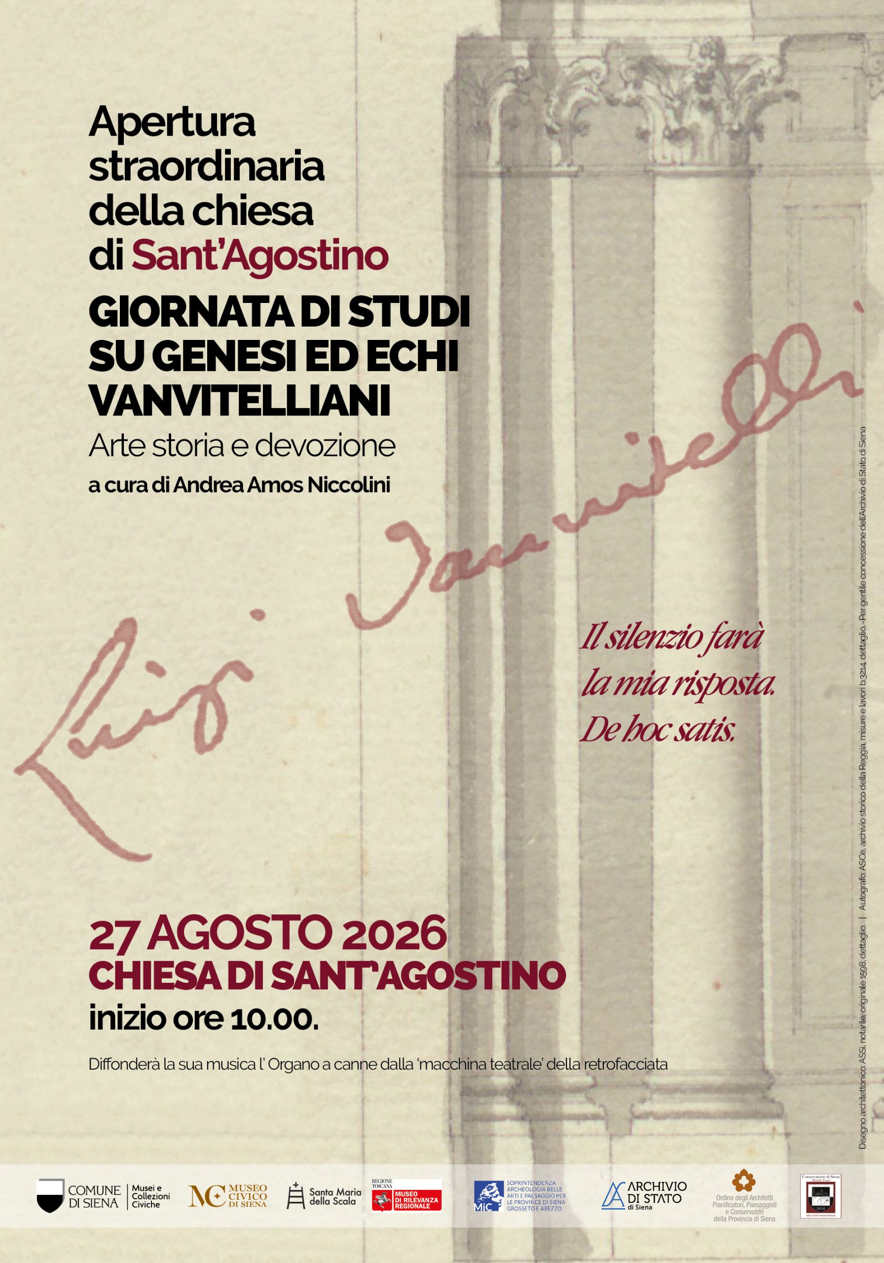 Chiesa di Sant’Agostino, apertura straordinaria per la giornata di studi su Luigi Vanvitelli