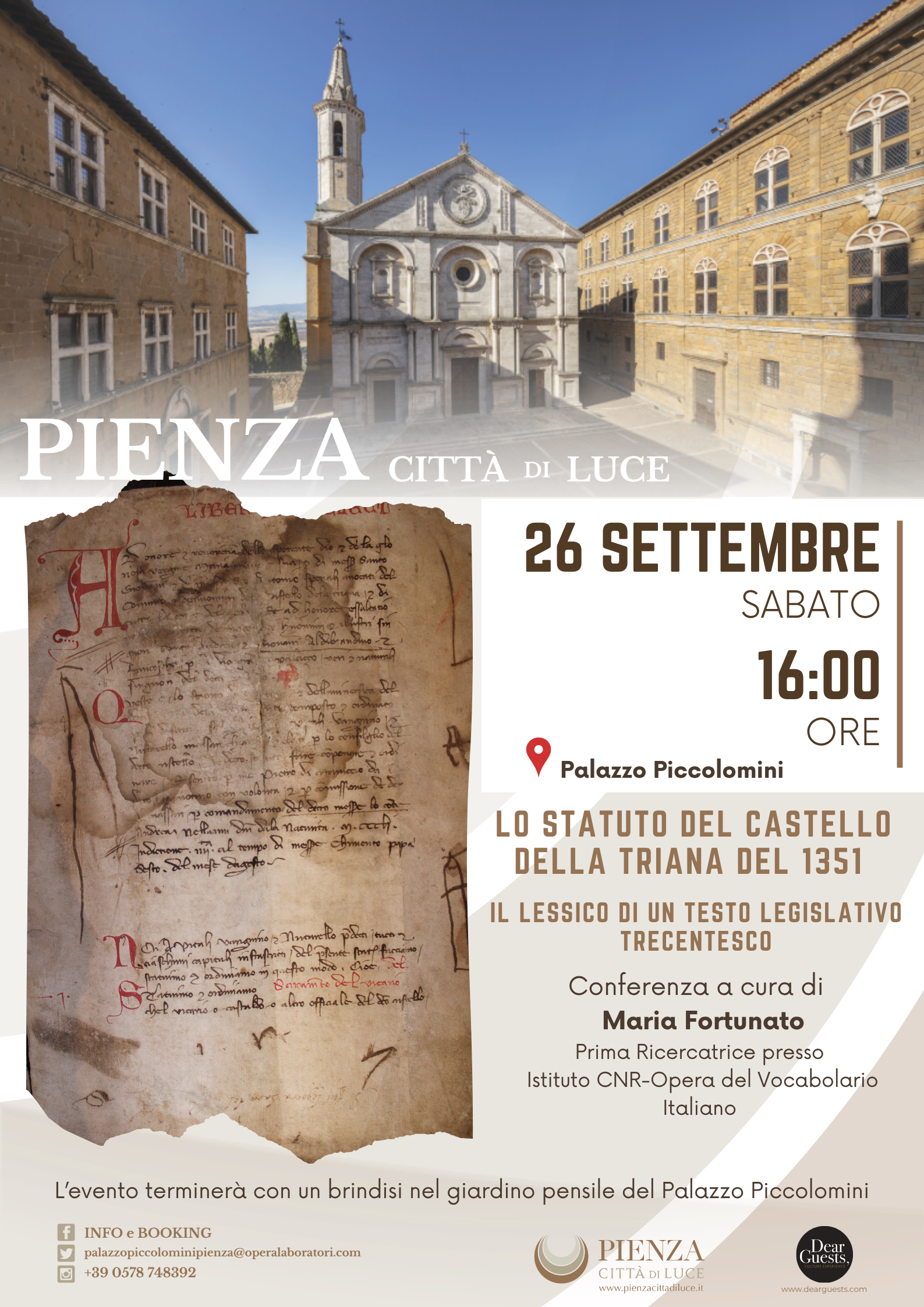 Pienza Città di Luce, a Palazzo Piccolomini un appuntamento dedicato alla vita della Triana
