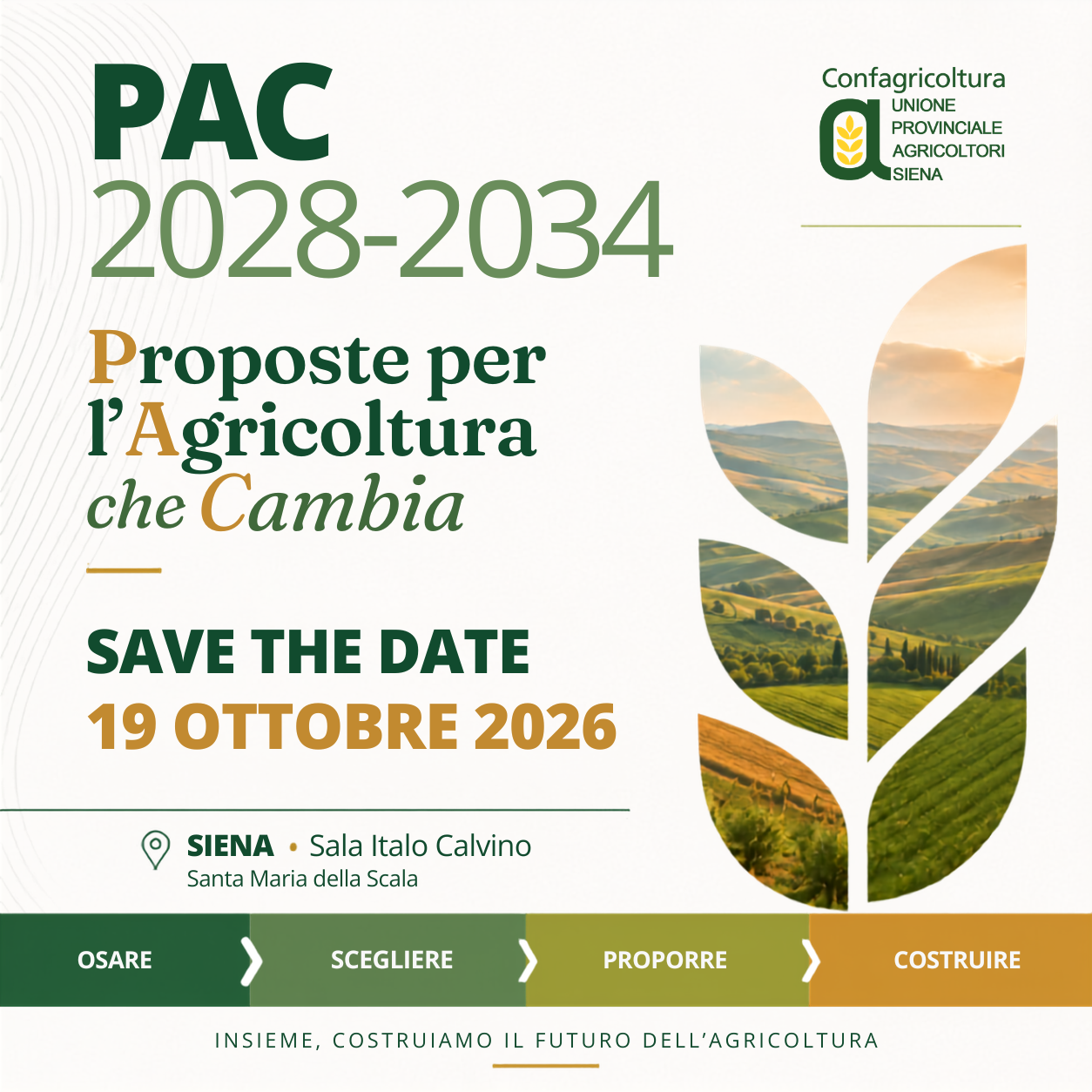 PAC 2028–2034, Confagricoltura Siena apre il confronto: il 19 ottobre la presentazione del Libro Bianco