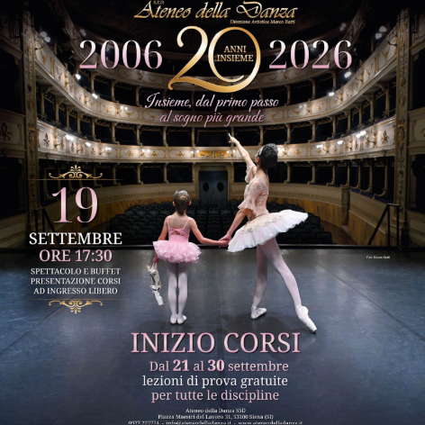 Festa a Siena tra emozione e applausi per il 20esimo anniversario di Ateneo della Danza