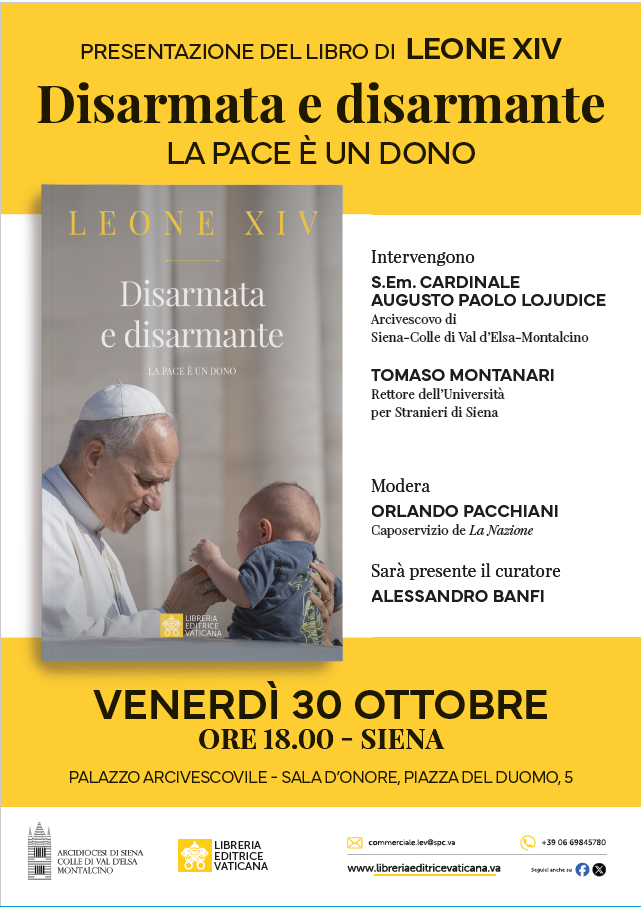 Il 30 ottobre a Siena la presentazione del volume di Papa Leone XIV